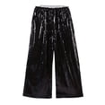 thumbnail image 4 of CAICJ98 Girls Sequin Flare Pants Sparkle Bell Bottoms Toddler Kids Elastic Waist Glitter Disco Dance Trousers with Pockets Black,5-6 Years, 4 of 4