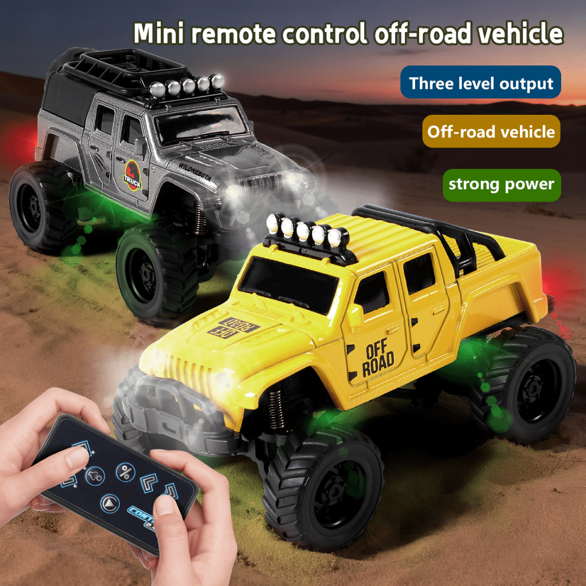 Mini Alloy Remote Control Truck for Adults, 1:64 RC Cars with Wooden Bridge for Boys Girls Off-Road Vehicle Racing & Birthday Gifts(Green)