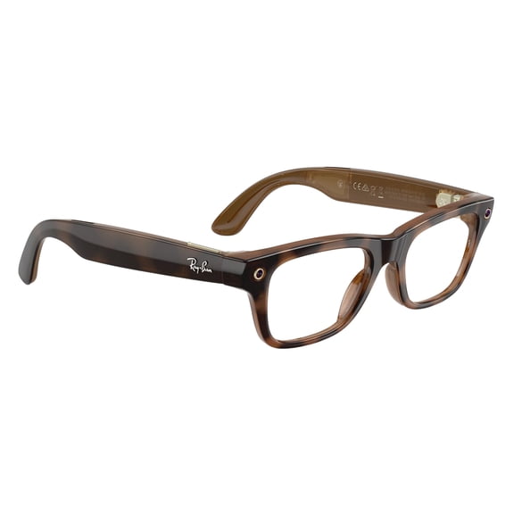 Ray-Ban Unisex Size 54 AI Smart Meta Gen 2 Blayzer Glasses with Charging Case, Havana/Clear