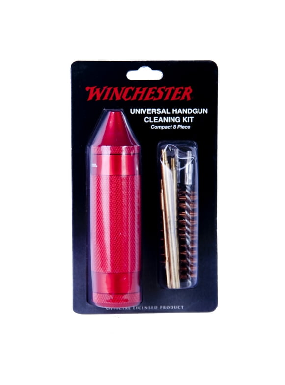 Winchester 8 Piece Compact Pistol Cleaning Kit for .22 Caliber and Larger Handguns with Aluminum Storage Handle