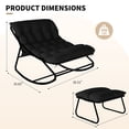 thumbnail image 3 of ELPOSUN Outdoor Papasan Rocking Chair, Oversized Cushioned Lounge Chair with Ottoman and Sturdy Metal Frame, Patio Egg Rocker for Balcony Backyard Porch Bedroom, Black, 3 of 8
