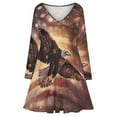 thumbnail image 3 of American Flag Eagle Long Sleeve Dresses For Women Vintage Elegant Party Dress Oversized V-neck Dress S-8XL, 3 of 7