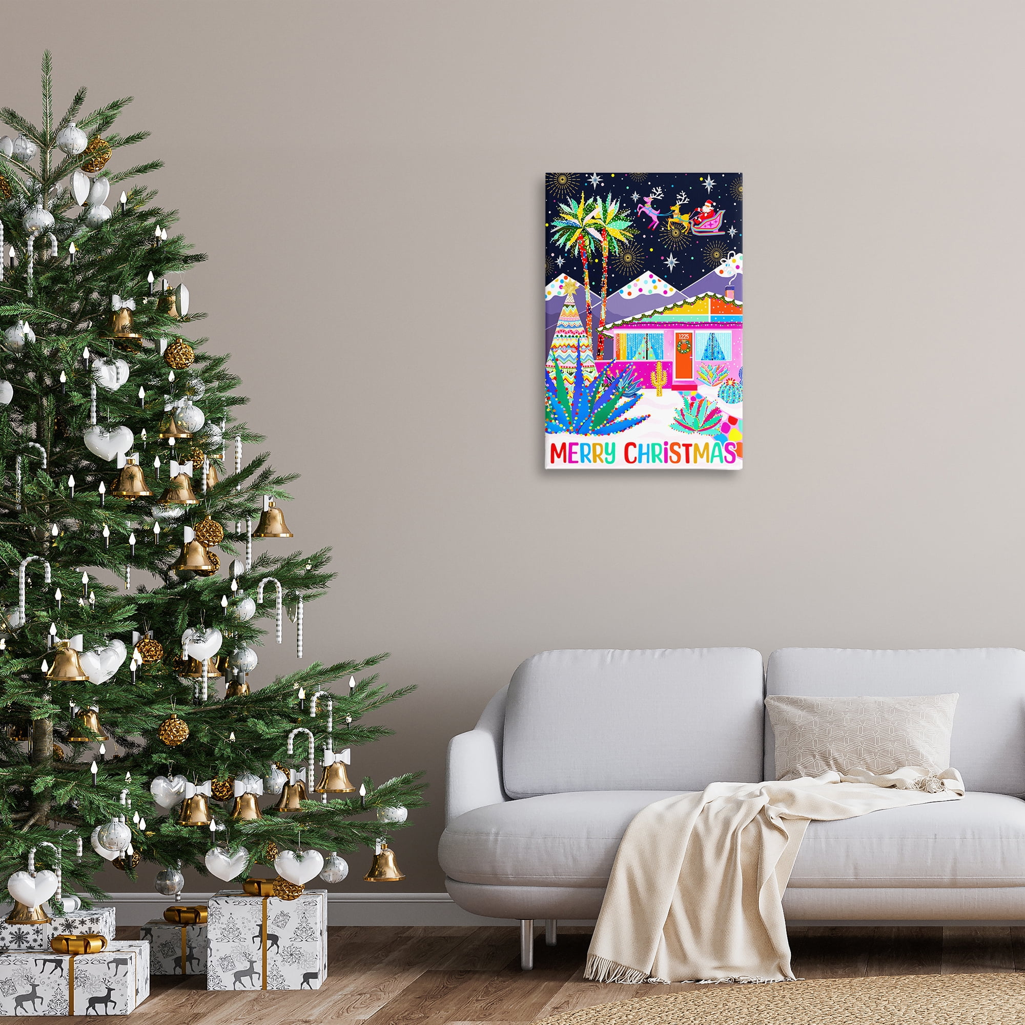 Stupell Industries Whimsical Desert Christmas Holiday Painting Gallery Wrapped Canvas Art Prints Wall Art, 20 x 30