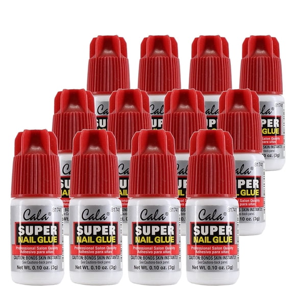 Cala Super Nail Glue Professional Salon Quality | Quick and Strong Nail Liquid Adhesive (12 Bottles)