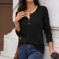 thumbnail image 6 of Women’s Long-Sleeve Henley Top Soft Knit Button Pullover Casual Loose Fit Neck Lightweight Tunic Blouse Basic Tees Fall Sweaters, 6 of 7