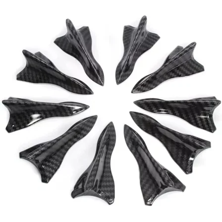 LUOLAX 10pcs Shark Fin Universal Car Roof Decor Spoiler Wing Carbon Fiber Pattern