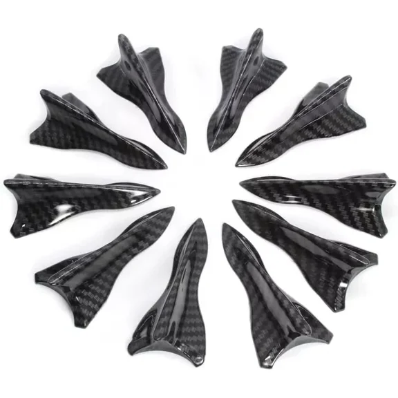 LUOLAX 10pcs Shark Fin Universal Car Roof Decor Spoiler Wing Carbon Fiber Pattern