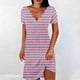 thumbnail image 5 of Mini Vestido de Verano Color Sólido Cuello en V Manga Corta Vestido de Becerro Medio, Vestido Corto de Verano, 5 of 5