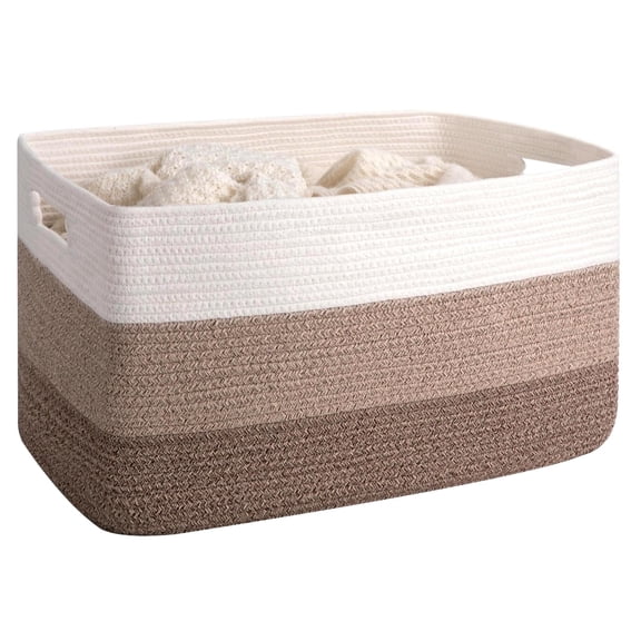 HLAOLA 70L, 22.8" x 14.9" x 11.8", Cotton Rope Woven Basket with Handles for Shelves,Toys,Book, Cloth, Decorative Organizer for Living Room, Bathroom