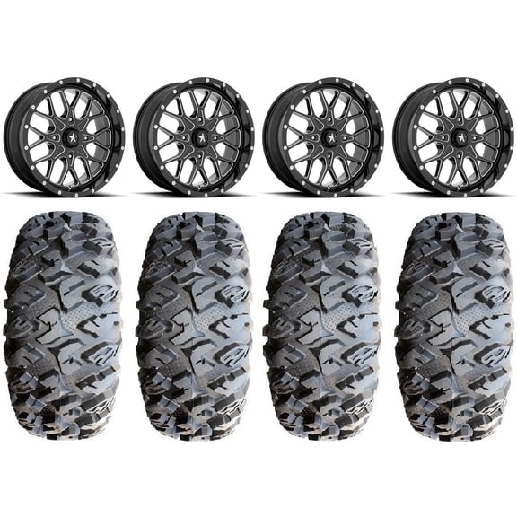 MSA Portal 18" Wheels Milled 33" MotoClaw Tires Kawasaki Teryx Mule