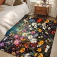 thumbnail image 5 of Rectangle Rug 4x6Ft, Watercolor Flower Baskets Butterflies Bushes Soft Non-Slip Washable Felt Carpet Pad, Floral Leaf Area Rugs for Living Room Bedroom Kids Room, 5 of 9