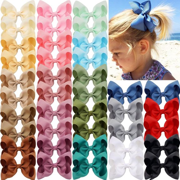 BZCOE 40Pcs 4.5" Hair Bows Alligator Clips,Grosgrain Ribbon Girls Bows Clips Barrettes Hair Accessories for Baby Girls Toddlers Kids Teens Hair Bows