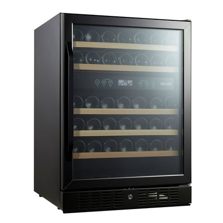 NewAir Wine Cooler 46 Bottle Capacity Built In Dual Zone Fridge, NWC046BS00 Black Stainless