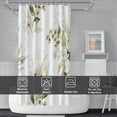 thumbnail image 6 of Floral Shower Curtain, White Flower Shower Curtain for Bathroom Watercolor Green Leaves Shower Curtain Waterproof Fabric Bathroom Curtain Set with Hooks, 72x72 Inch, 6 of 6