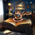 thumbnail image 3 of meiyoeat Ancient Magic Book Dragon Full Size Bedding Sets for Boys Girls Kids, Retro Gothic Animal Full Size Bed in a Bag, Orange Black, Black Reversible, 7pcs, 3 of 5