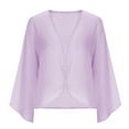 thumbnail image 4 of Fanxing Women's Bolero Shrugs Chiffon Open Front Sheer Dressy Cardigan Purple M, 4 of 5