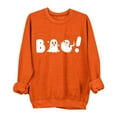 thumbnail image 2 of Ounisa Halloween Thanksgiving Crewneck Sweatshirts for Women Spooky Bat Ghost Pumpkin Printed Sweatshirt Oversized Crewneck Long Sleeve Pullover, 2 of 3