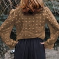 thumbnail image 1 of Top De Manga Larga De Encaje Para Mujer, Blusa De Encaje Para Mujer Suave, Elegante, Cómoda, Elegante Para Ir De Compras ANGGREK Marrón 2XL, 1 of 6