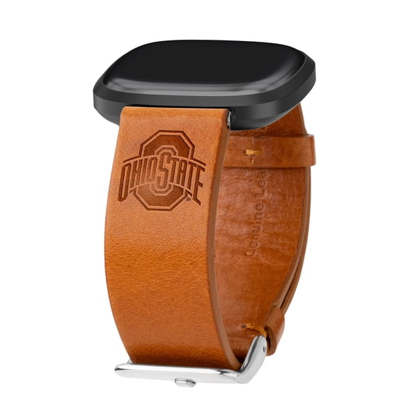 Buckeyes Premium Leather Unisex Watch Band for FitBit Versa 3 and Sense (Long Tan) by Affinity Bands