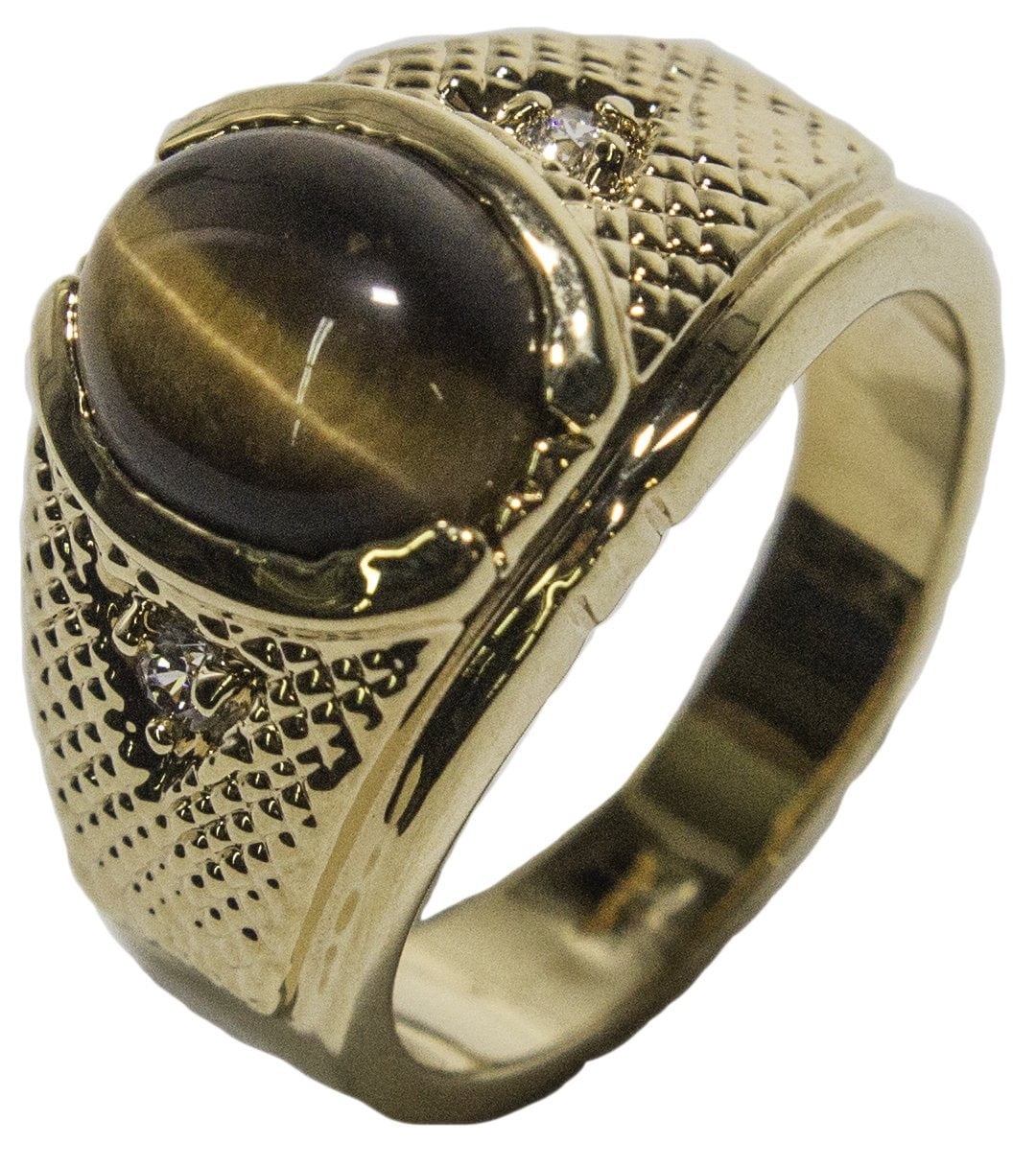 Details about   Tiger Eye Ring in Yellow Gold Plated Silver or Sterling Silver GSL-LR#1-TEW-G 
