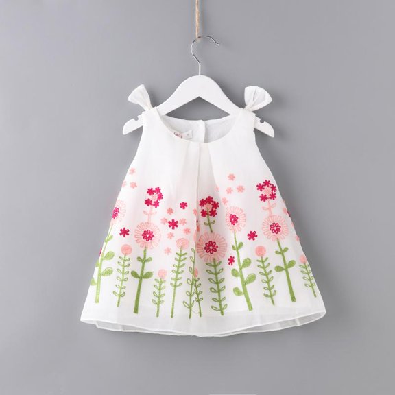 BABIES FLORAL EMBROIDERY BEAUTIFUL SLEEVELESS DRESS