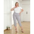 thumbnail image 2 of HDE Women's Plus Size Pull On Capris with Pockets Cropped Pants Cool Gray 1X, 2 of 6