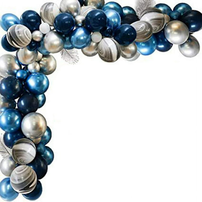 85pcs Blue White Silver Metal Balloons Garland Arch Kit for Baby