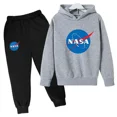 thumbnail image 3 of Conjunto de sudadera y pantalones con capucha para niños de la NASA, sudadera con estampado para niños de 3 a 12 años, ropa para niñas, traje de ocio para niños, conjuntos de tendencia de primavera, 3 of 5