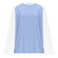 thumbnail image 4 of EchfiProm Womens T-Shirts Light Blue Tops Crew Neck Fall 3/4 Sleeve Pullover Colorblock for Ladies, 4 of 8