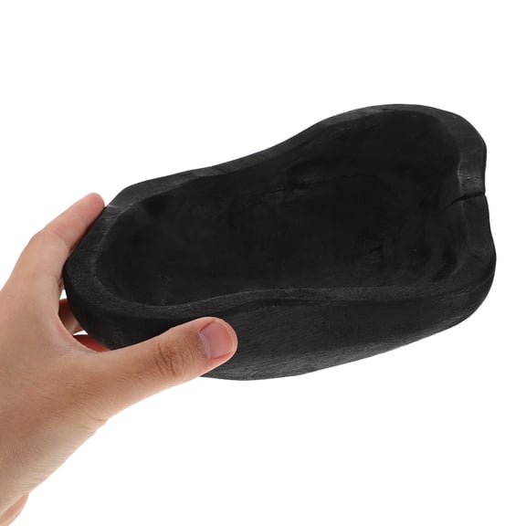 Homoyoyo Rustic Black Wooden Bowl Handcrafted Unique Design Decorative Kitchen Serving Bowl for Home Decor