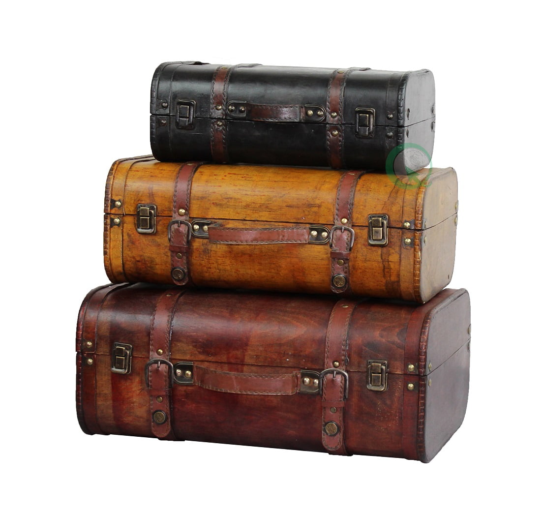 Vintiquewise 3-Colored Vintage Style Luggage Suitcase/Trunk, Set of 3
