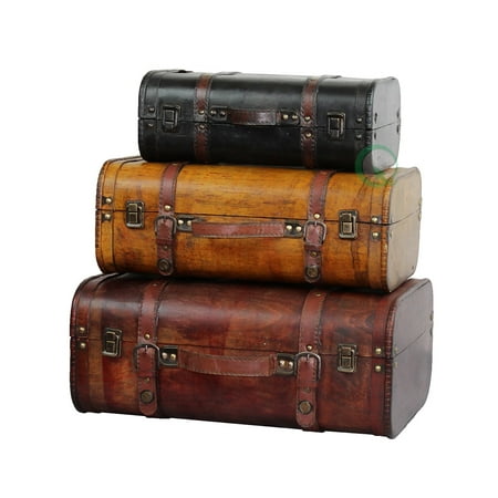 3-Colored Vintage Style Luggage Suitcase/Trunk, Set of