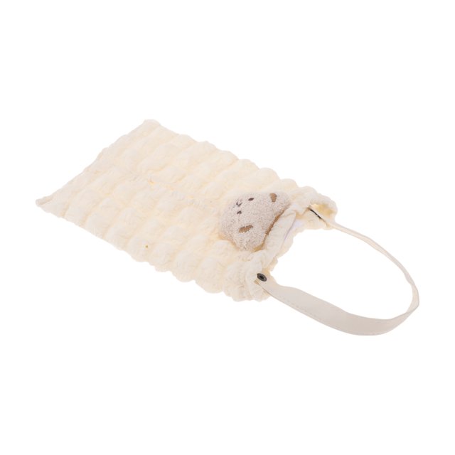 Organizador de caja de pañuelos para automóvil Unique Bargains, bolsa de pañuelos de poliéster 28x18x2cm, color beige, cabeza de oso 3D, 1 pieza