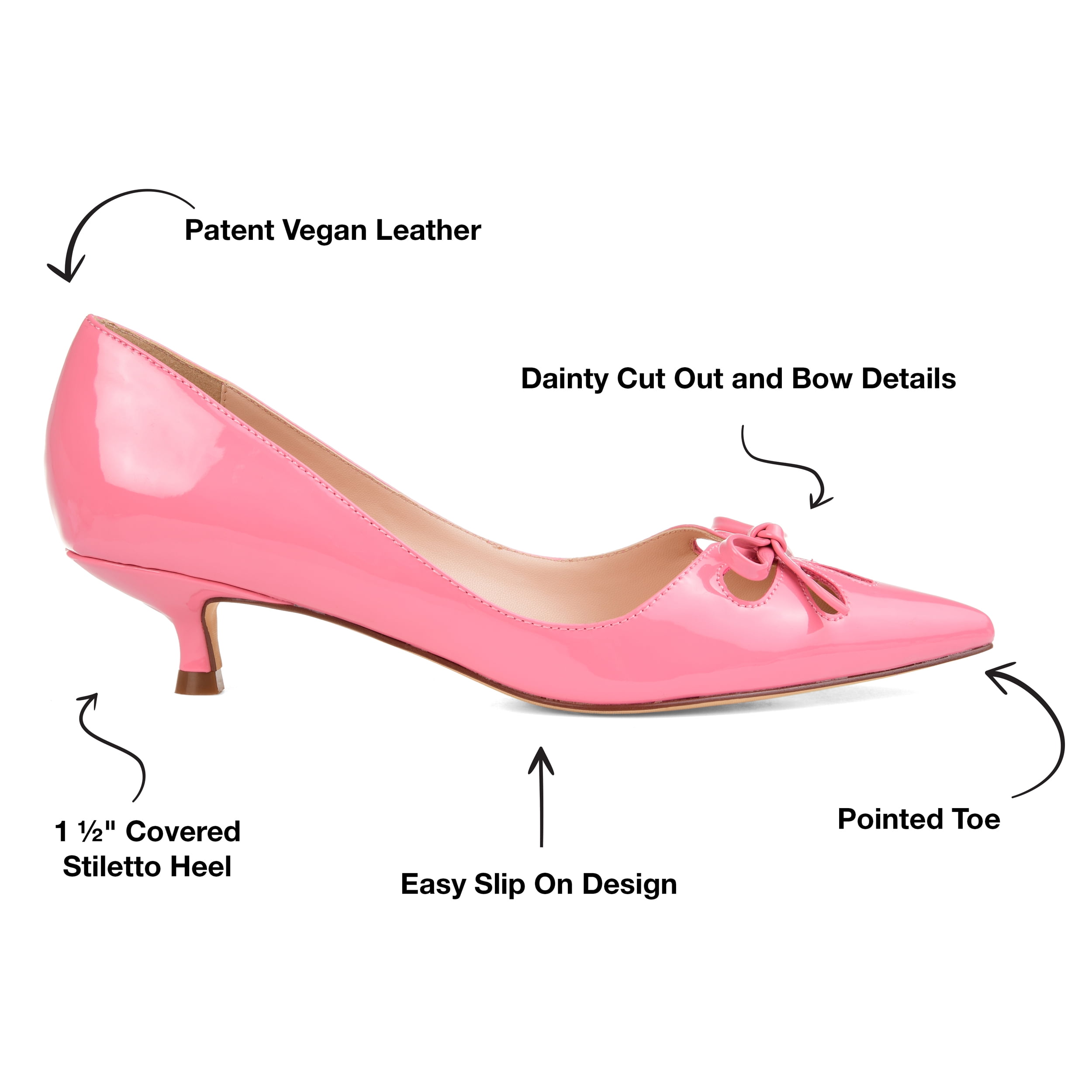 Journee Womens Lutana Pointed Toe Kitten Heel Pumps, Widths Available