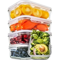 PrepNaturals 5 Pack 30 Oz Glass Meal Prep Containers - Dishwasher Microwave Freezer Oven Safe - Glass Storage Containers with Lids (Multi-Compartment)