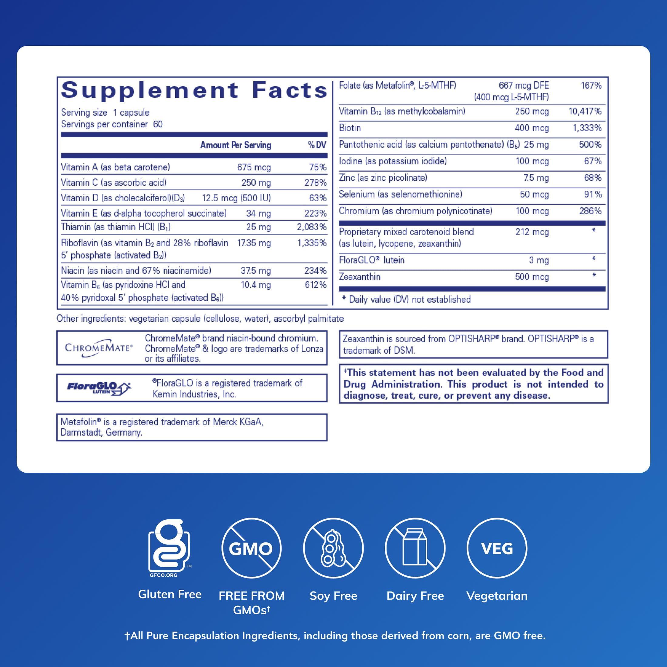 Pure Encapsulations Multi T/D - Multivitamin & Mineral Supplement - For Daily Wellness, Cardiovascular & Immune Health* - Rich in Vitamins & Minerals - Gluten Free & Vegetarian - 60 Capsules