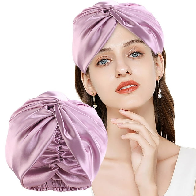 Bonnet en Satin de Soie pour Femmes, Très Grand, Réversible, Ajustable, Bonnet de Nuit pour Cheveux
