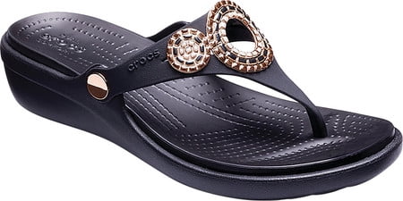 crocs women's sanrah diamante wedge flip