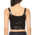 thumbnail image 2 of Sakkas Women's Stretchy Sleeveless Liquid Metallic Club Crop Tank Top Made in USA - Black - Medium, 2 of 5