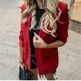 thumbnail image 3 of Vedolay Tops for Women Casual Women's Casual Open Front Long Sleeve Work Business Lapel Jacket Blazers with Pockets,Red S, 3 of 5