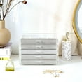 thumbnail image 6 of Earring Holder Organizer Jewelry Box with 5 Drawers, Acrylic Clear Earring Case with Adjustable Velvet Trays for Women - Grey, 5 Layers, 6 of 31