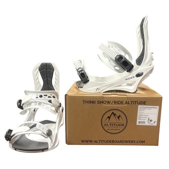 ALTITUDE “RIDER” SNOWBOARD BINDINGS (WHITE) S/M - MEN 6-9 | WOMEN 6.5-9.5