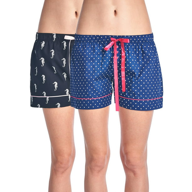Casual Nights - Casual Nights Women's 2 Pack Cotton Woven Lounge Boxer ...