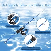 OUTGOO Kids Fishing Pole, Kids Fishing Rod Portable Telescopic Fishing Rod and Reel Combo Kit with Spincast Fishing Reel, Fishing Tackles, Fishing Lures, Fishing Lines for Boys, Girls, Youth