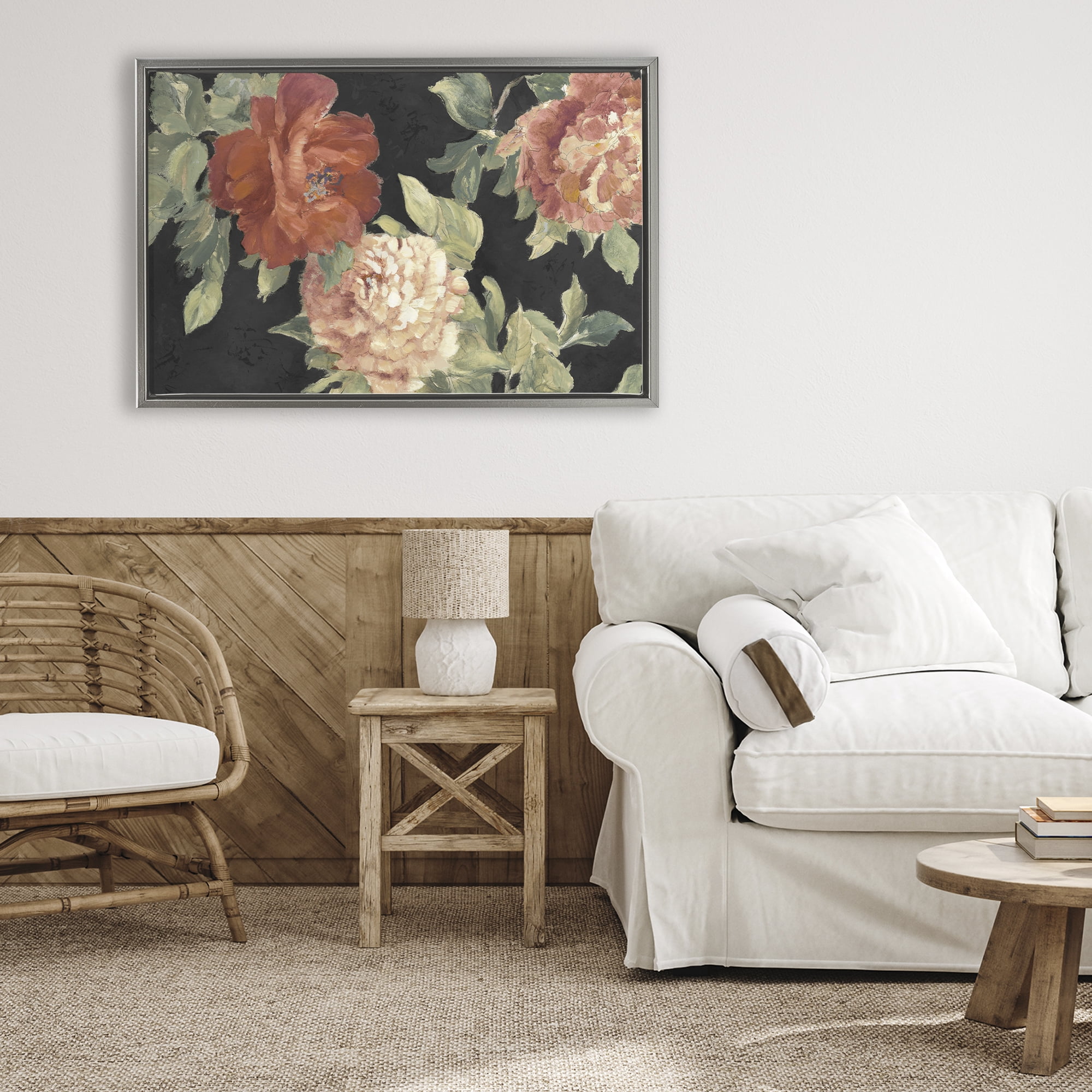 Stupell Industries Beauty of the Red Blossom Gray Framed Floater Canvas Wall Art, design by Lanie Loreth