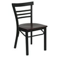 thumbnail image 2 of Emma + Oliver Black Three-Slat Ladder Back Metal Dining Chair/Mahogany Wood Seat, 2 of 7