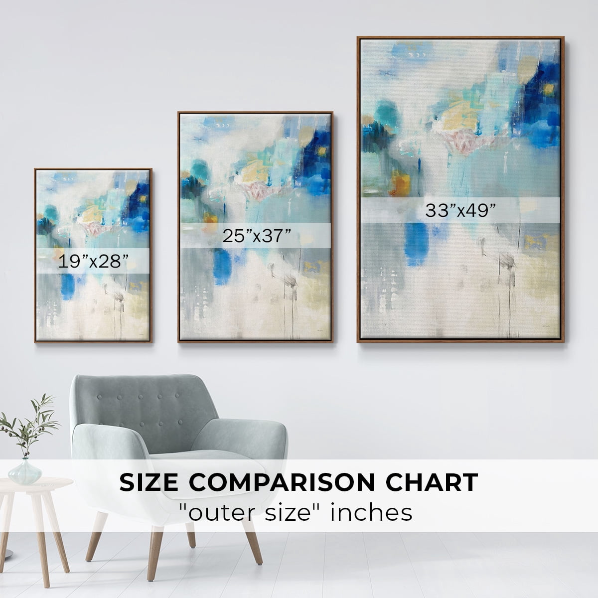 Celeste Motion I Framed Premium Gallery Wrapped Canvas - Ready to Hang - 17 x 25 - Walnut Floating Frame