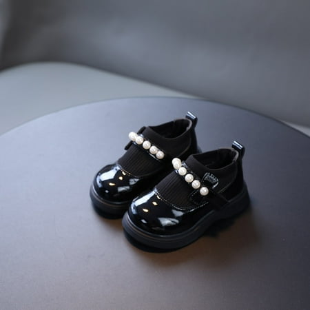 

Hipattires Baby Shoes for Girls Breathable Non Slip Black Dress Shoes Solid Fashion Shoes