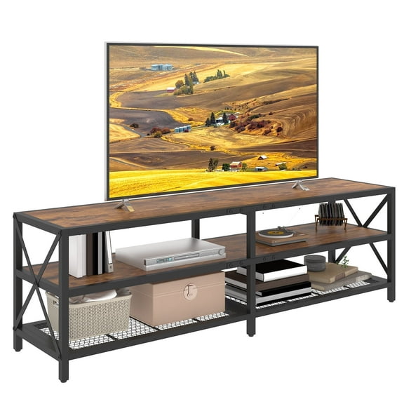 Winkalon TV Stand for TV up to 75 Inch,Wood TV Console Entertainment Center for Living Room,Bedroom,Rustic Brown