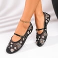 thumbnail image 6 of SuTry Women's Round Toe Mary Jane Flats Floral Embroidery Breathable Mesh Adjustable Buckle Strap Comfortable Cushioned School Office Daily Casual Walking Shoes(37), 6 of 9